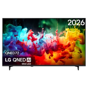 Vooraanzicht van 55 inch LG QNED AI QNED72 Mini LED 4K Smart TV 2026 55QNED72B6B